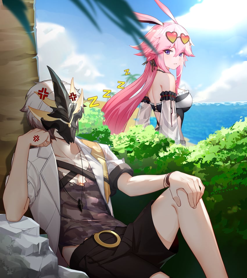 yae sakura and kalpas (honkai and 1 more) drawn by hamilundenongdizhe