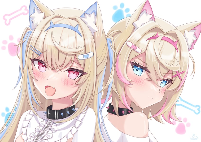 fuwawa abyssgard and mococo abyssgard (hololive and 1 more) drawn by miwapeito