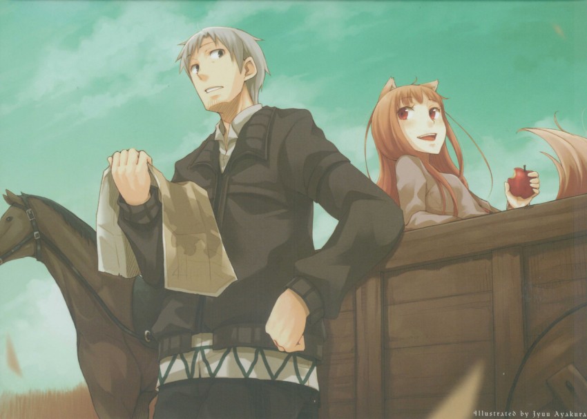 holo and craft lawrence (spice and wolf) drawn by ayakura_juu
