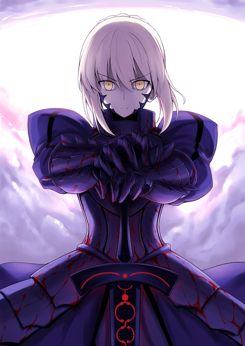 artoria pendragon and saber alter (fate and 2 more) drawn by halcon