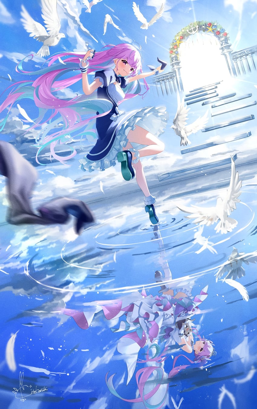 minato aqua and neko (hololive) drawn by kito_koruta and koruta_(nekoimo)