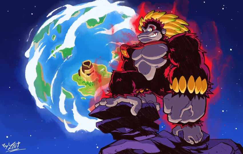 donkey kong and kong bananza (dragon ball and 3 more) drawn by azeitchenko