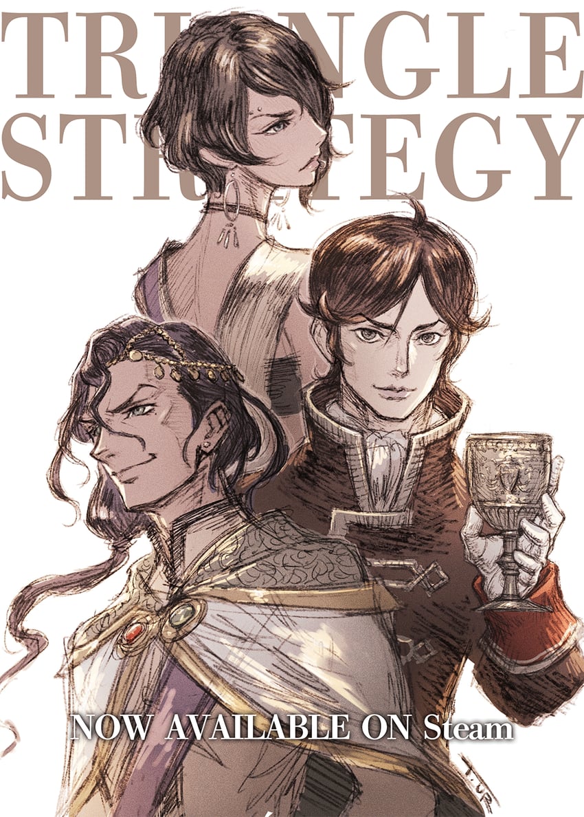 dragan aesfrost, exharme marcial, and lyla viscraft (triangle strategy) drawn by urushihara_(square_enix)