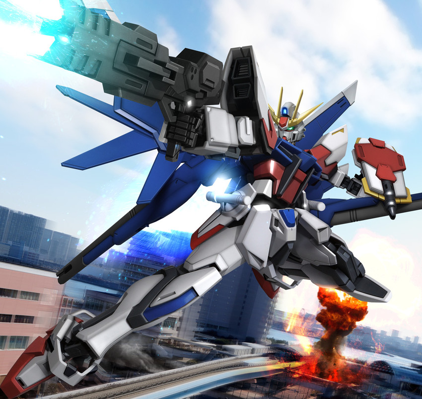 build strike gundam and build strike gundam full package (gundam and 1 more) drawn by hiropon_(tasogare_no_puu)
