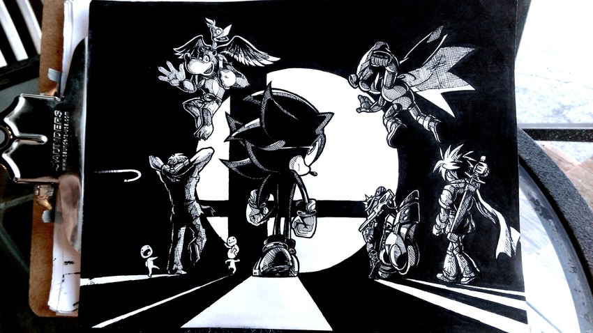 shadow the hedgehog, ken masters, majora, kazooie, geno, and 4 more (the legend of zelda and 11 more) drawn by sam_jordan_belanger