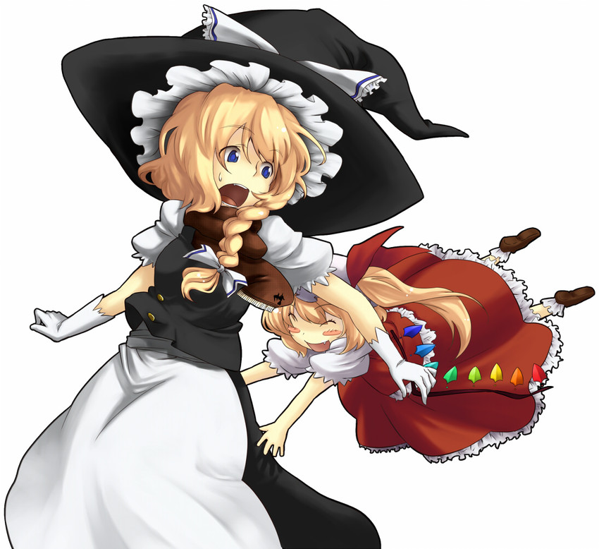 kirisame marisa and flandre scarlet (touhou) drawn by hiroya_juuren