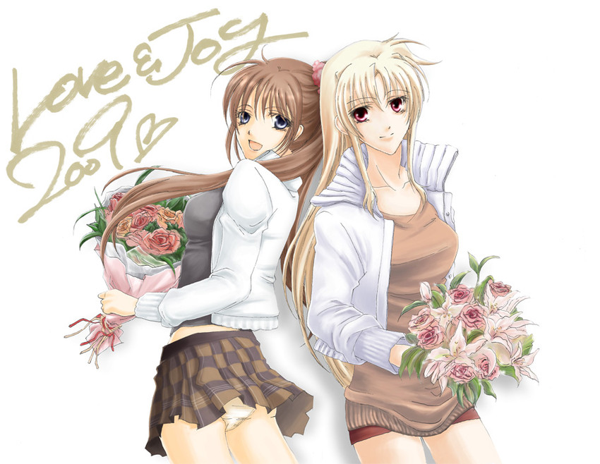 fate testarossa and takamachi nanoha (lyrical nanoha and 1 more) drawn by lina_(interlude)