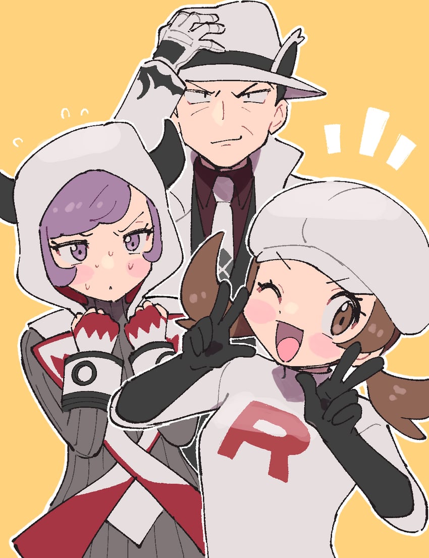 lyra, courtney, and giovanni (pokemon and 1 more) drawn by pumpkinpan