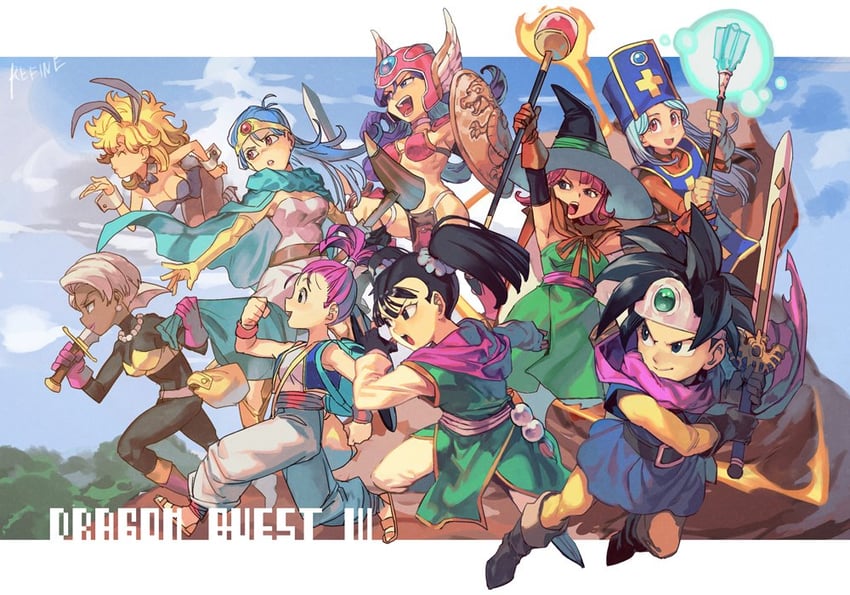 warrior, sage, priest, heroine, martial artist, and 4 more (dragon quest and 1 more) drawn by hungry_clicker
