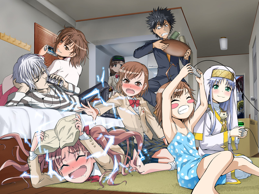 misaka mikoto, shirai kuroko, kamijou touma, accelerator, index, and 6 more (toaru majutsu no index and 2 more) drawn by waiz_(waiz009)