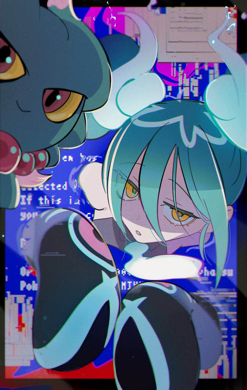 hatsune miku, misdreavus, and ghost miku (pokemon and 2 more) drawn by hassan_(sink916)