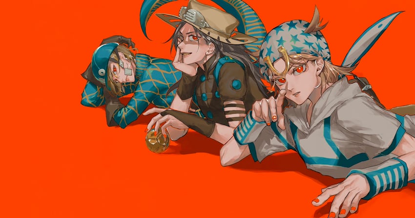 johnny joestar, gyro zeppeli, diego brando, and scary monsters (jojo no kimyou na bouken and 1 more) drawn by kono_tt_da