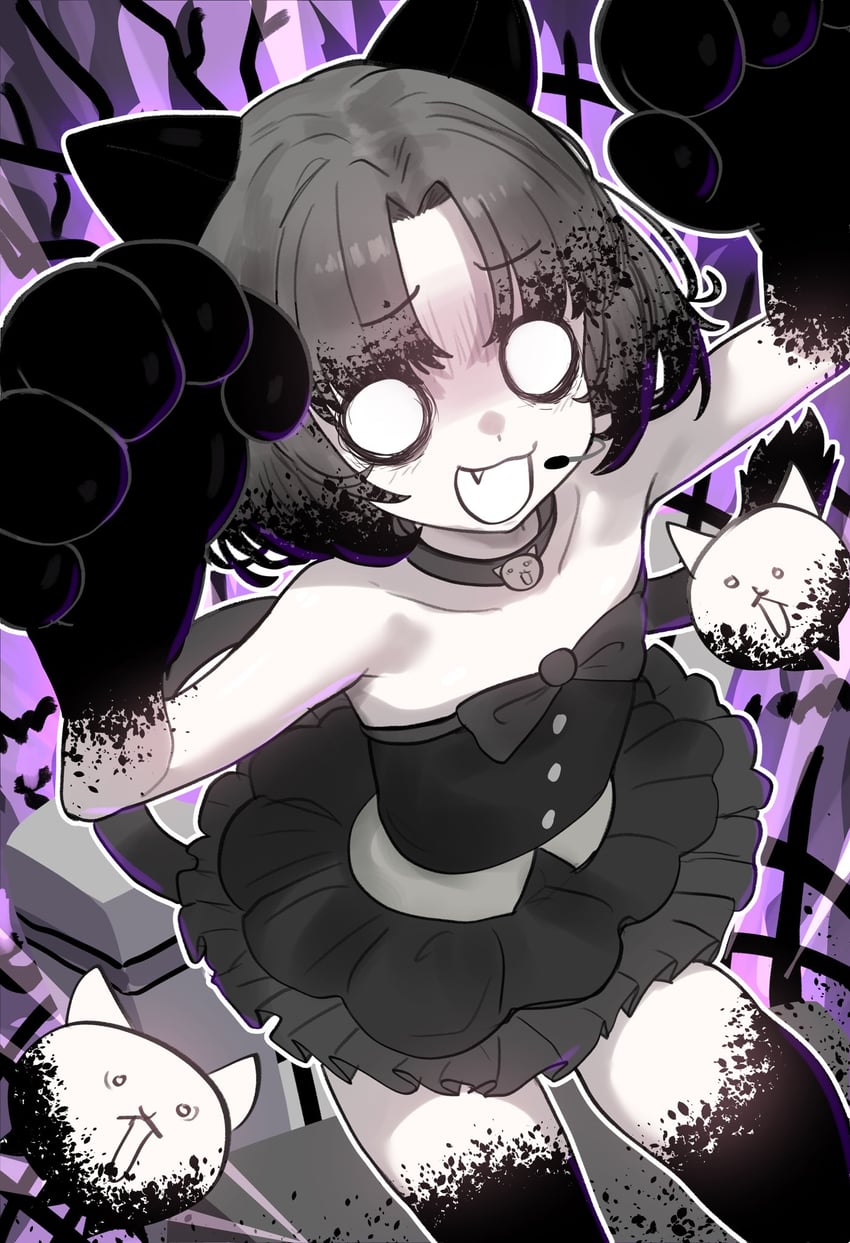 cat and crazed moneko (nyanko daisensou) drawn by ebora