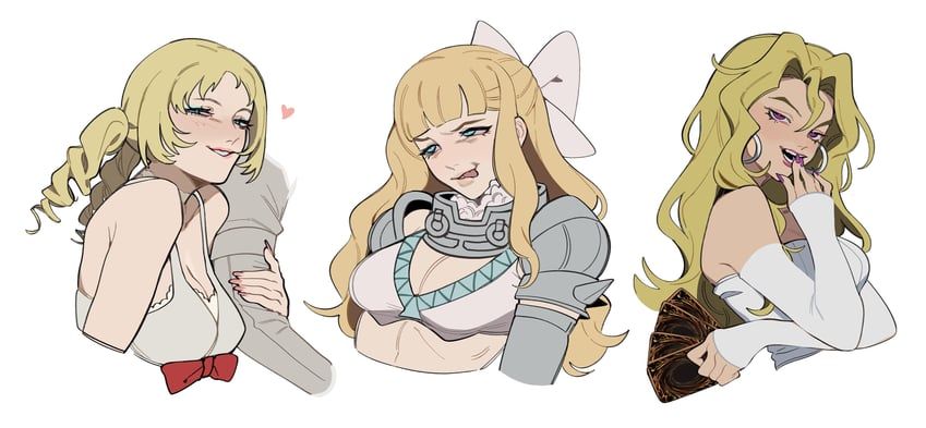 charlotte, catherine, and kujaku mai (fire emblem and 3 more) drawn by porqueloin