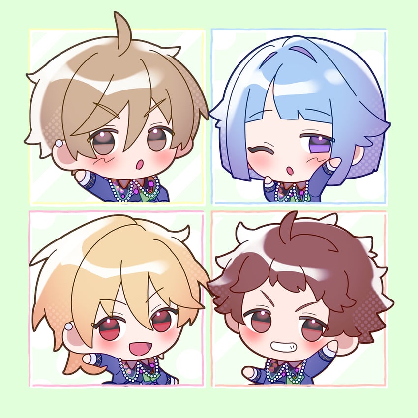 shino hajime, nito nazuna, mashiro tomoya, and tenma mitsuru (ensemble stars!) drawn by heidbd