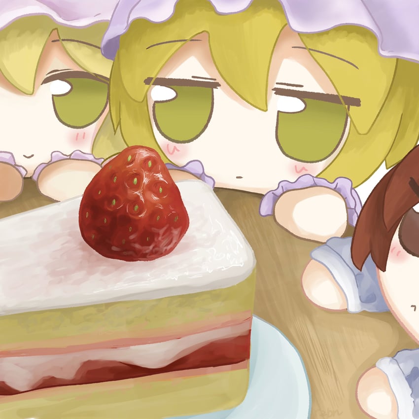 yakumo yukari, yakumo ran, and chen (touhou) drawn by rusuban_(yakumora_n)
