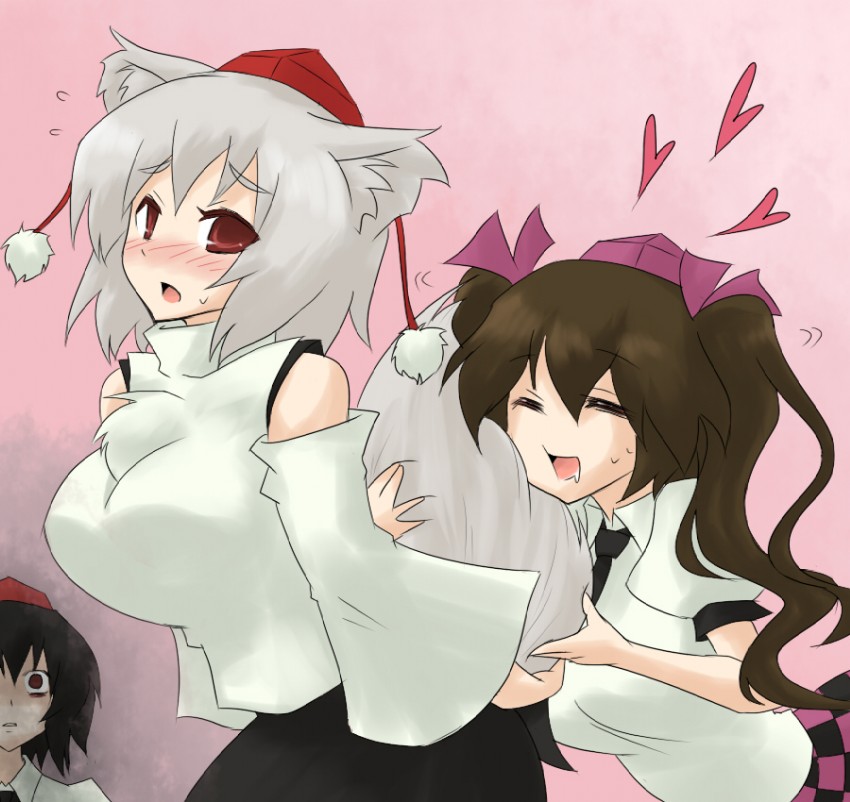 shameimaru aya, inubashiri momiji, and himekaidou hatate (touhou) drawn by oro_(zetsubou_girl)