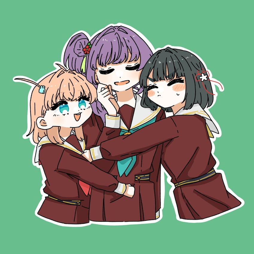 hinoshita kaho, otomune kozue, and momose ginko (love live! and 1 more) drawn by puripuri_hurai
