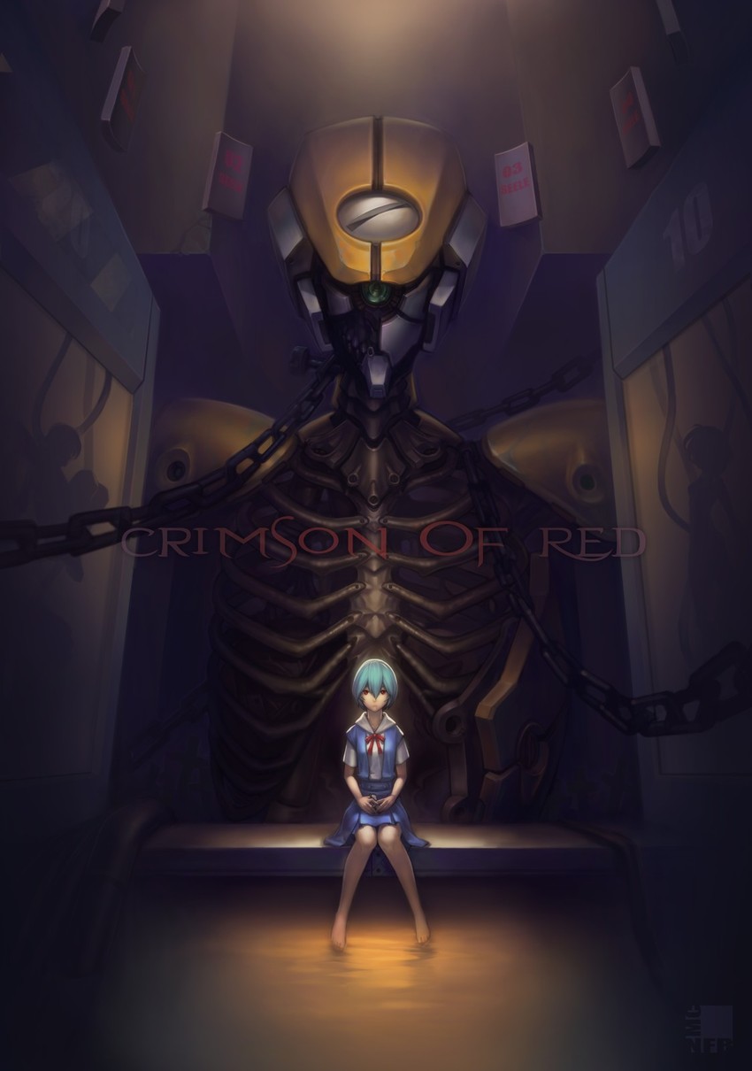 ayanami rei, eva 00, and seele (neon genesis evangelion) drawn by nfb-zmc