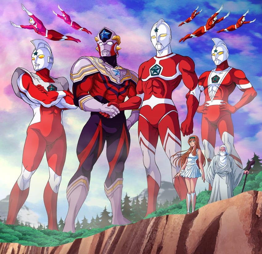 ultraman titas, ultraman joneus, amia, loto, elek, and 1 more (ultra series and 2 more) drawn by ochi_kazuhiro