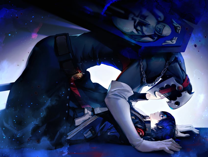 yuuki makoto and thanatos (persona and 1 more) drawn by lor_(roasyerizyonirapi)