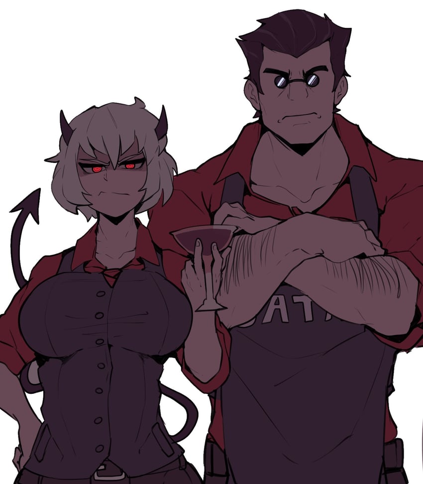helltaker and malina (helltaker) drawn by horu_(horu_111)