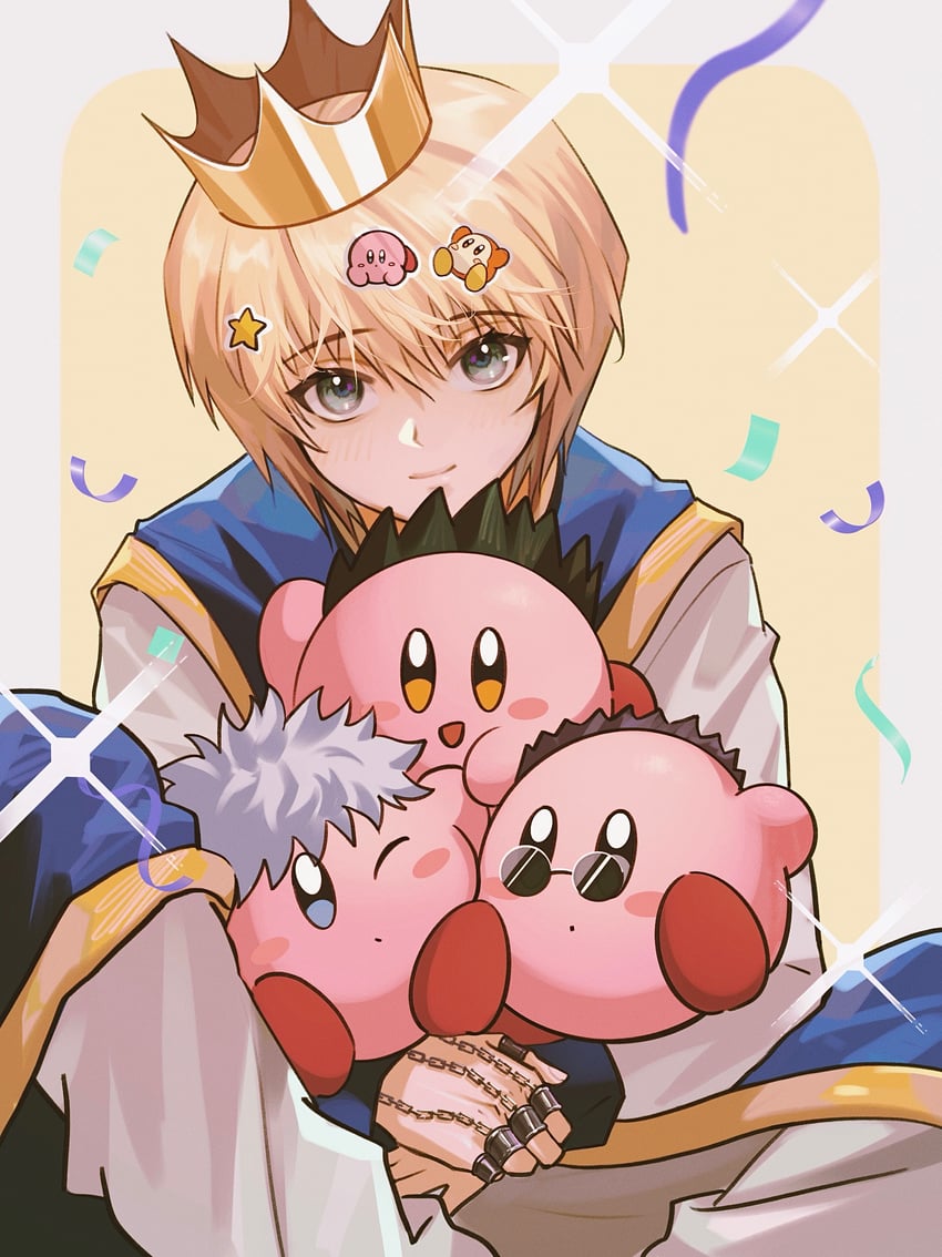 kirby, killua zoldyck, kurapika, waddle dee, gon freecss, and 1 more (kirby and 1 more) drawn by ppttppff