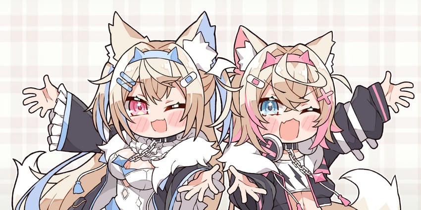 fuwawa abyssgard and mococo abyssgard (hololive and 1 more) drawn by kukie-nyan