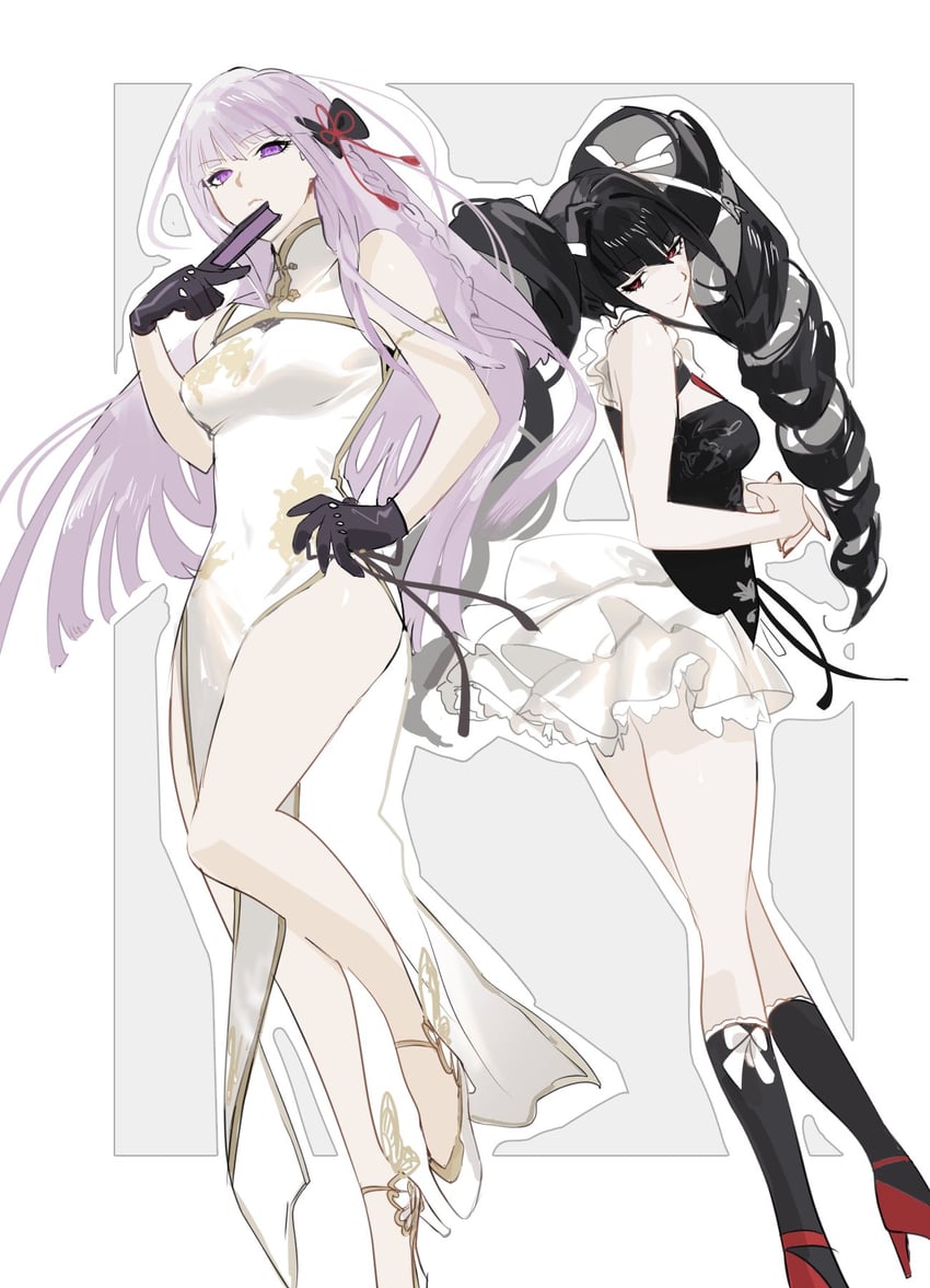 kirigiri kyoko and celestia ludenberg (danganronpa and 1 more) drawn by mikuroron
