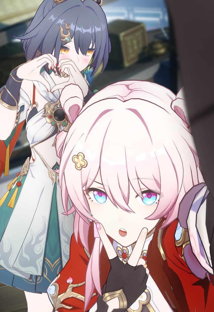march 7th and yunli (honkai and 1 more) drawn by neonnebula