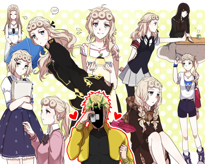 dio brando, giorno giovanna, and haruno shiobana (jojo no kimyou na bouken and 1 more) drawn by meron