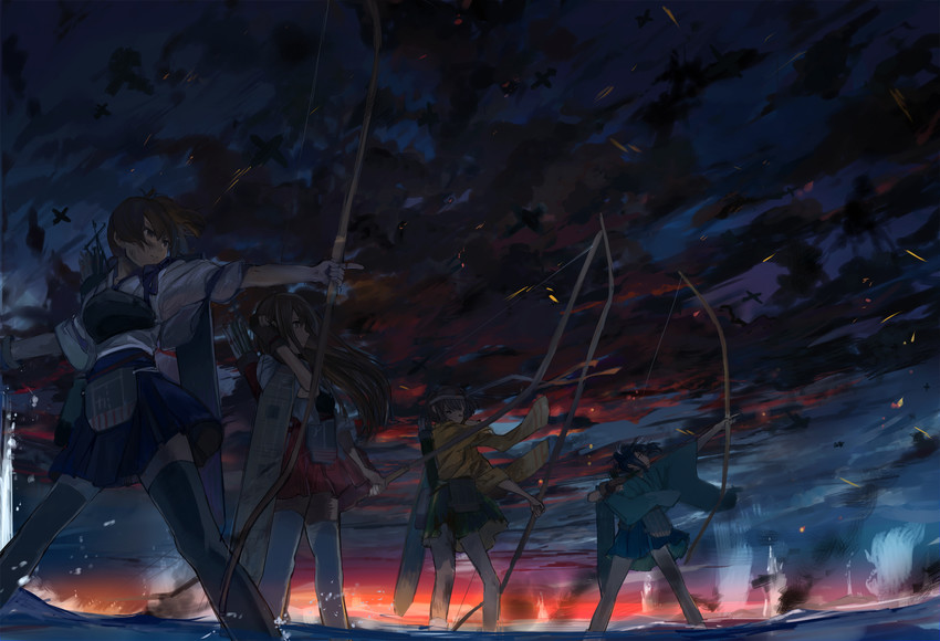 kaga, akagi, souryuu, and hiryuu (kantai collection) drawn by ume_(plumblossom)