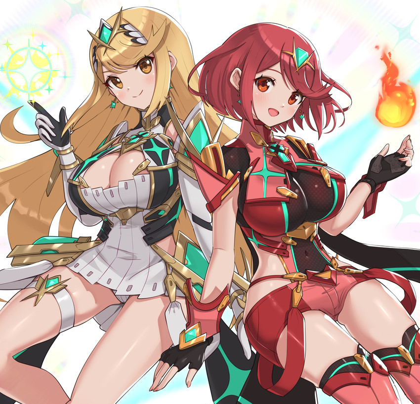pyra and mythra (xenoblade chronicles and 1 more) drawn by gonzarez