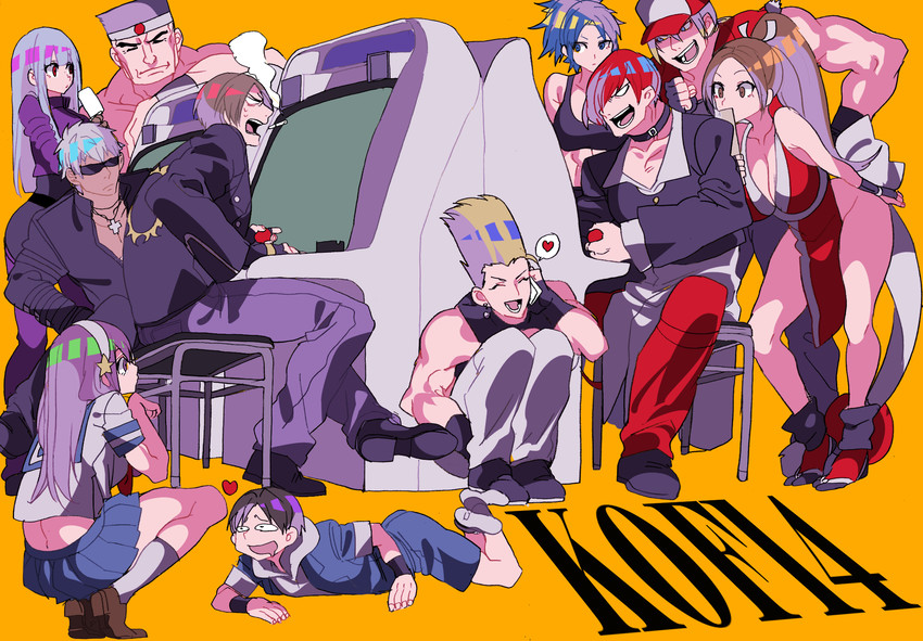 shiranui mai, leona heidern, kula diamond, terry bogard, asamiya athena, and 5 more (the king of fighters and 3 more) drawn by zashima