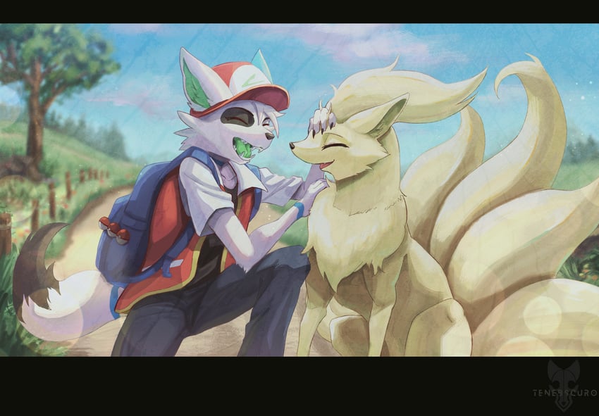 ash ketchum and ninetales (original and 1 more) drawn by tenebscuro