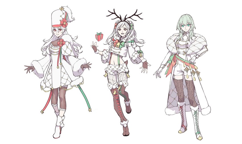 female corrin, female robin, and female byleth (fire emblem and 3 more) drawn by clovisxvii