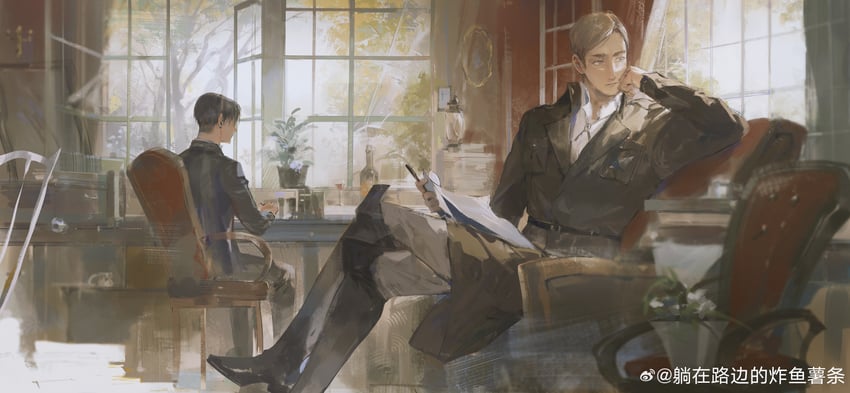levi and erwin smith (shingeki no kyojin) drawn by liyuliyuzhou