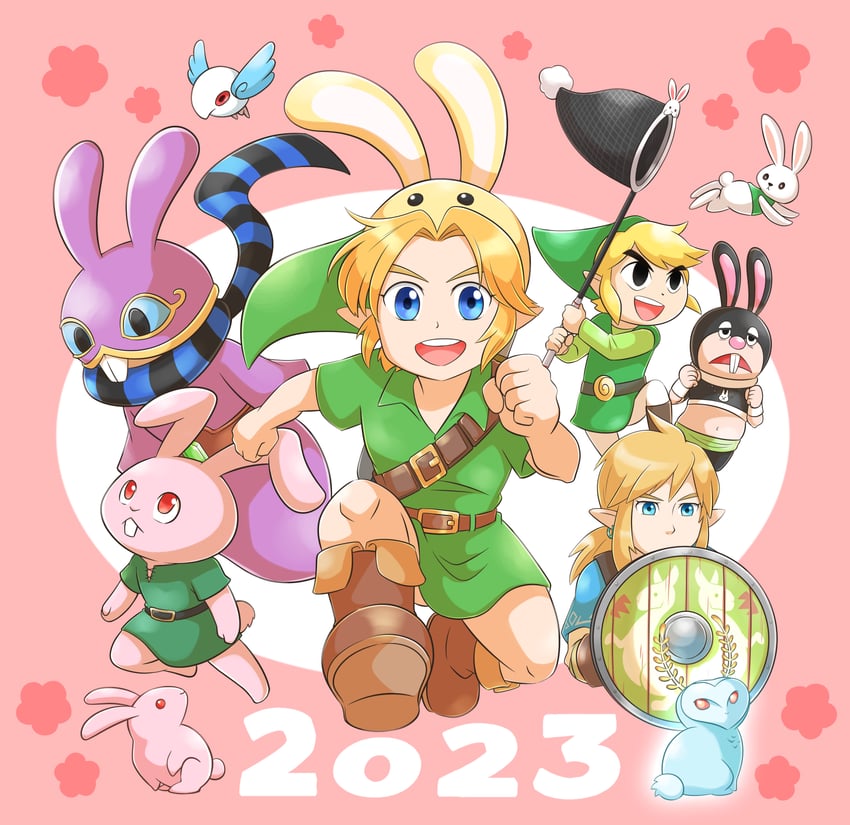 link, toon link, young link, ravio, sheerow, and 2 more (the legend of zelda and 6 more) drawn by aogaeru_(pixiv46613656)