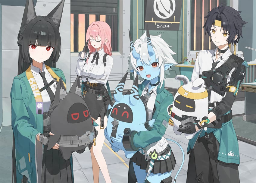 hoshimi miyabi, tsukishiro yanagi, soukaku, asaba harumasa, asaboo, and 2 more (zenless zone zero) drawn by cro_(user_znms5733)