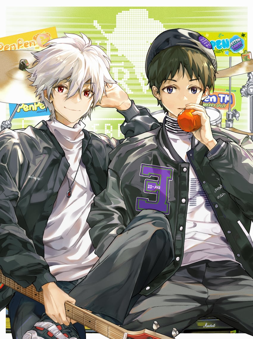ikari shinji and nagisa kaworu (neon genesis evangelion) drawn by wayd_(lei_ke_ya_wei_ke)