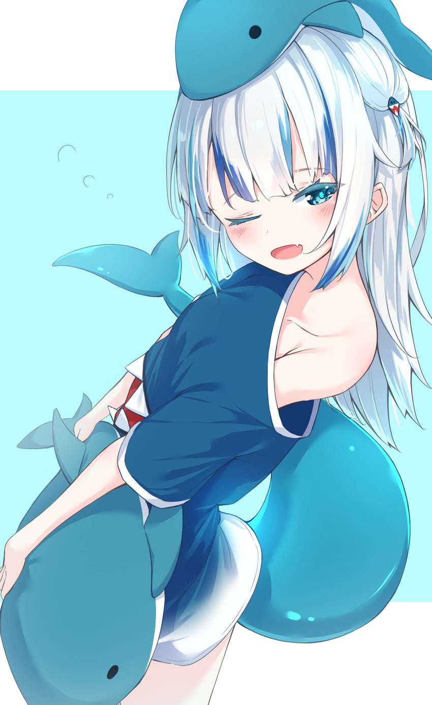 gawr gura (hololive and 1 more) drawn by ikamoworkshop