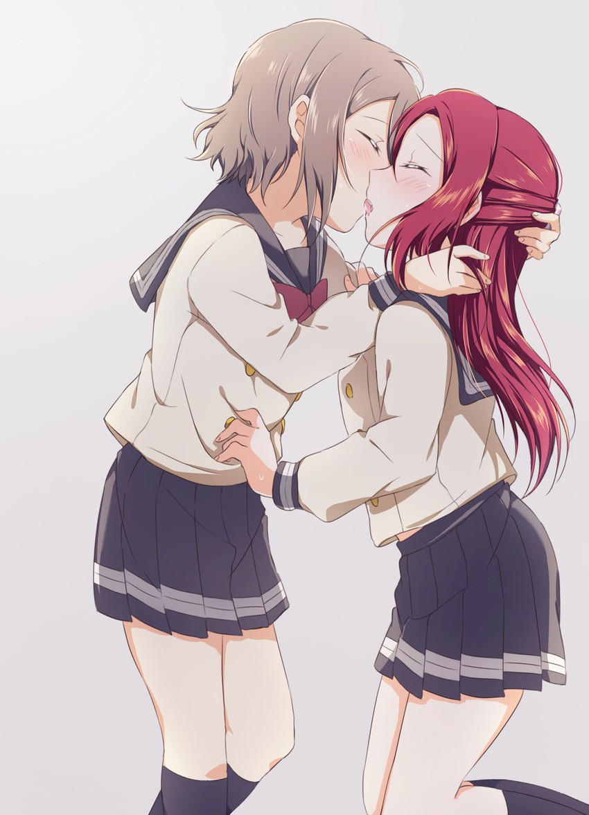 watanabe you and sakurauchi riko (love live! and 1 more) drawn by yuchi_(salmon-1000)