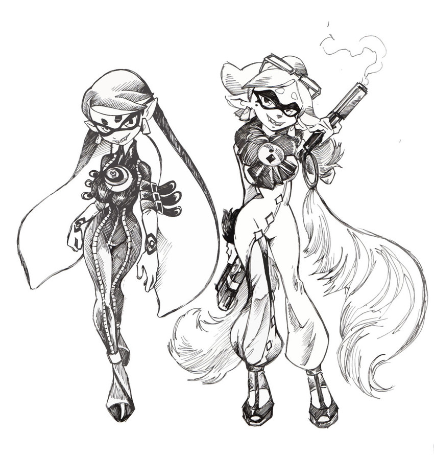 callie, marie, bayonetta, and jeanne (splatoon and 2 more) drawn by twisted-wind