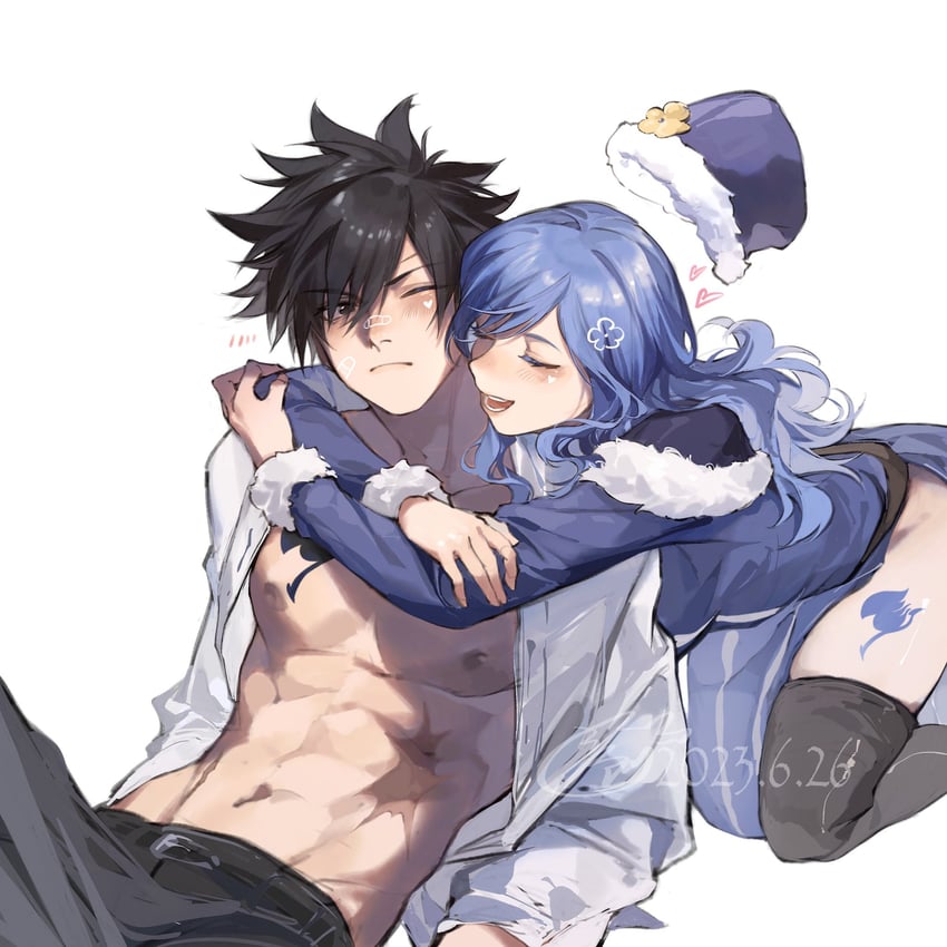 juvia lockser and gray fullbuster (fairy tail) drawn by xuchuan