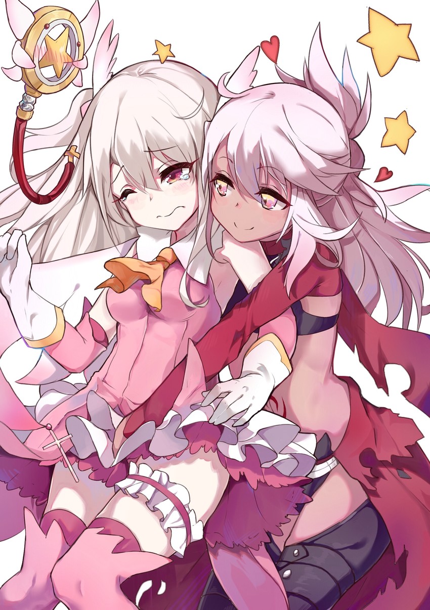 illyasviel von einzbern, chloe von einzbern, prisma illya, and magical ruby (fate and 1 more) drawn by pantie_painting