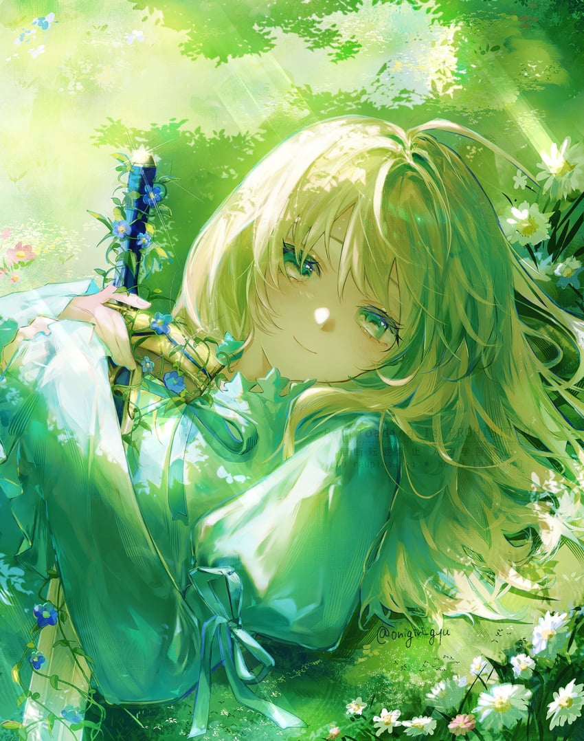 artoria pendragon and saber (fate and 2 more) drawn by nigiri