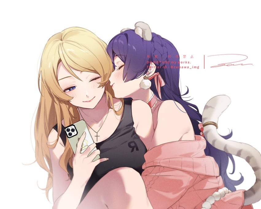 tojo nozomi and ayase eli (love live! and 1 more) drawn by zawawa_(satoukibi1108)