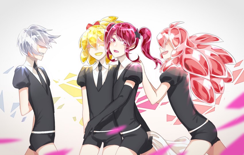 morganite, red beryl, goshenite, and heliodor (houseki no kuni) drawn by onion_oni