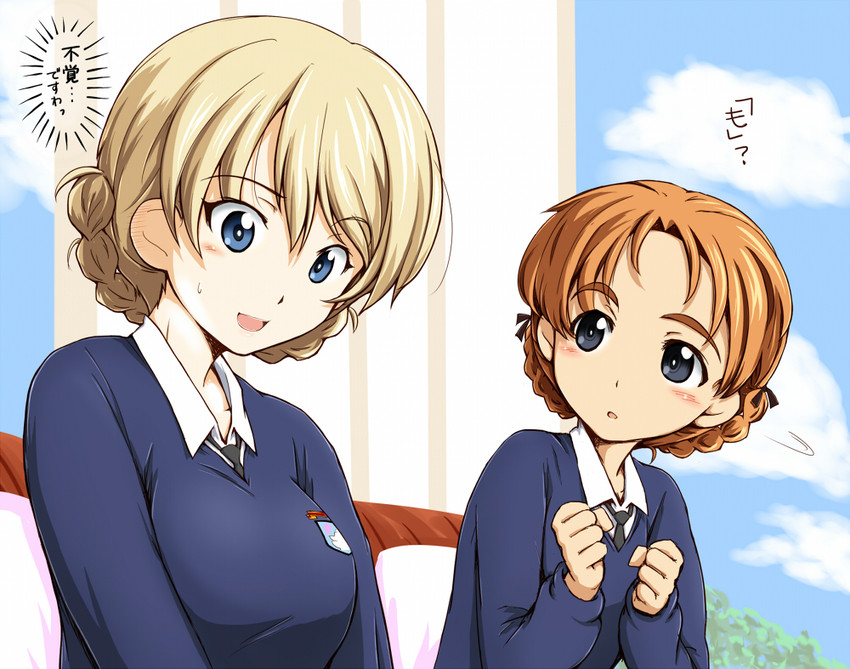 darjeeling and orange pekoe (girls und panzer) drawn by sasaki_akira_(ugc)