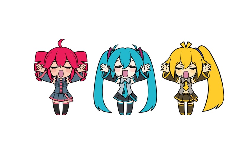 hatsune miku, kasane teto, and akita neru (vocaloid and 2 more) drawn by watasi_tokimi